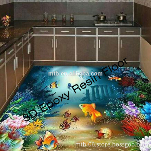 Scratch Resistant 3D Epoxy Resin Floor for Bathroom